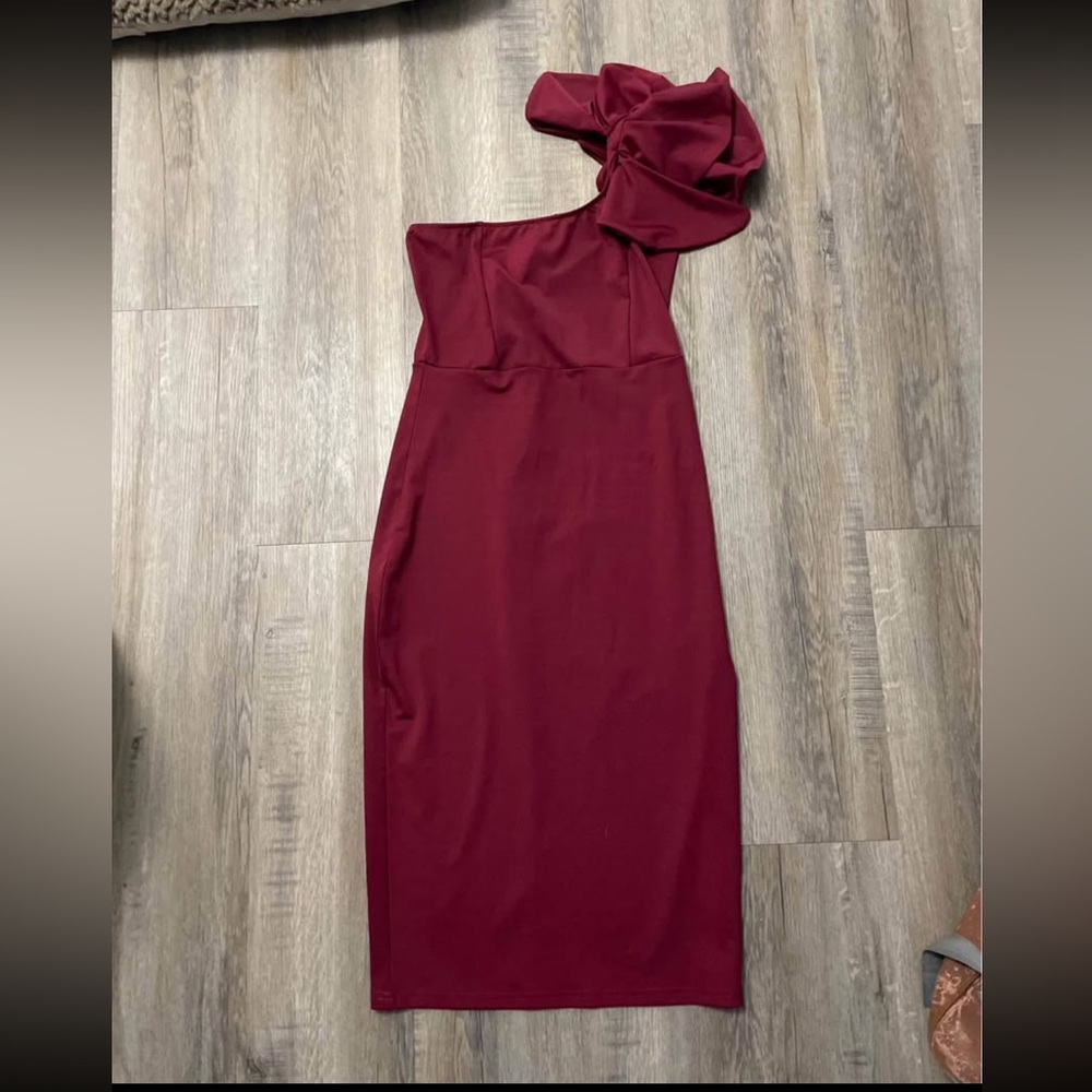 2/$15 Burgundy One-Shoulder Dress